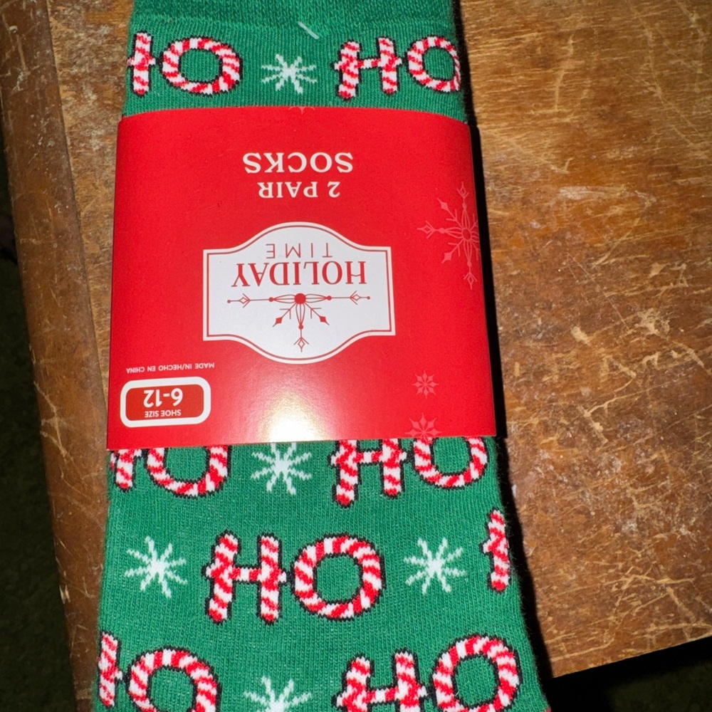 Holiday Time Red and Multicolor Striped Socks